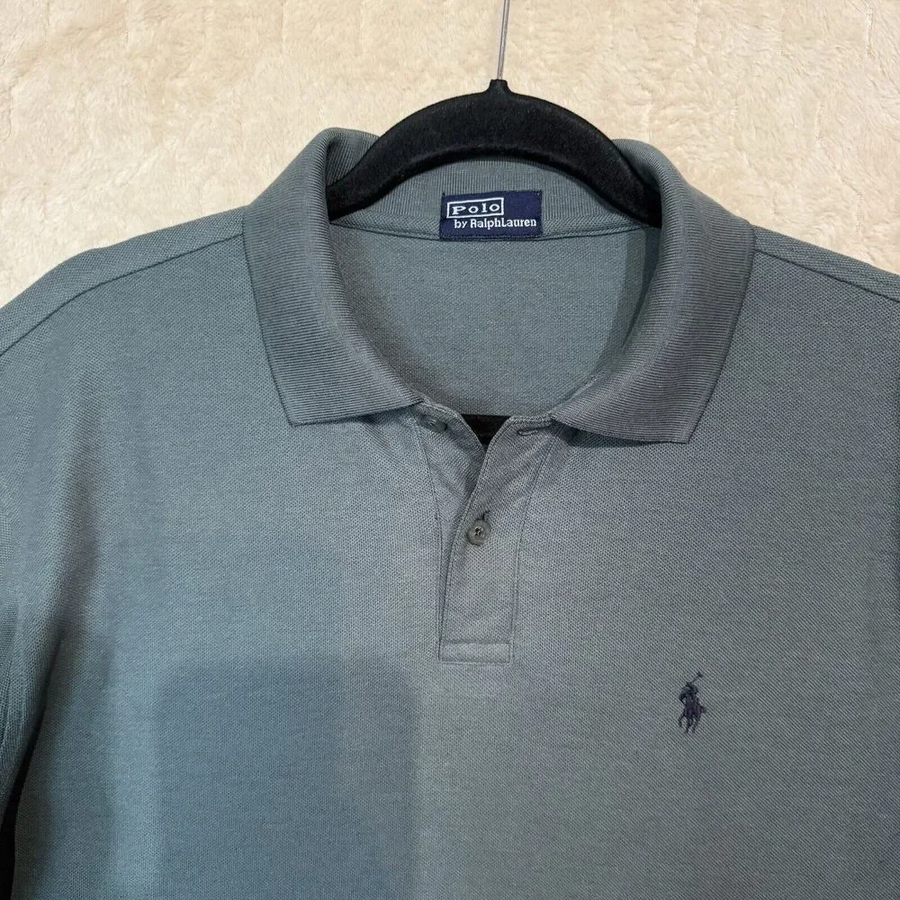 Vintage Polo‎ Ralph Lauren Button Up Long sleeve Shirt Green Sz L